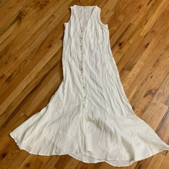 mango mng cream colored maxi dress size 2 - Picture 1 of 7